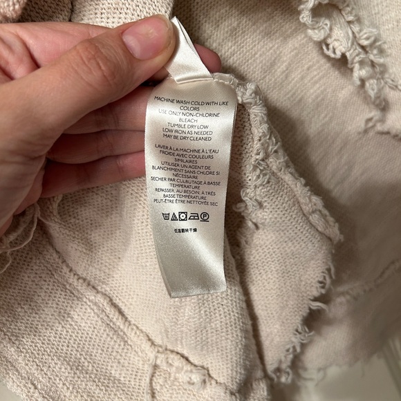 FREE PEOPLE WE THE FREE CREAM NORTH STAR V-NECK TEE-SHIRT SWEATER- SEE PICS - Picture 11 of 12